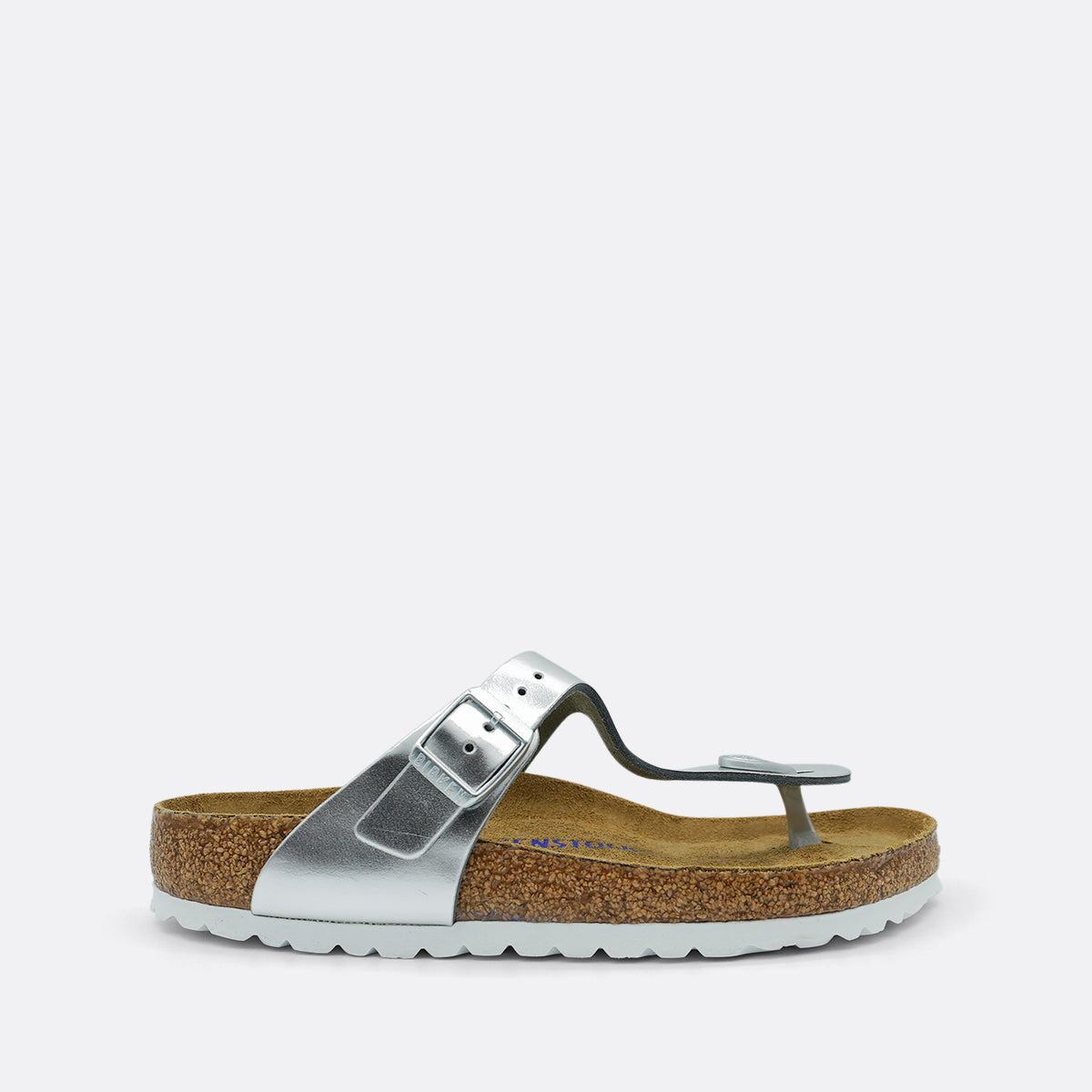 Birkenstock Gizeh Leather Soft foot Bed Metallic Silver