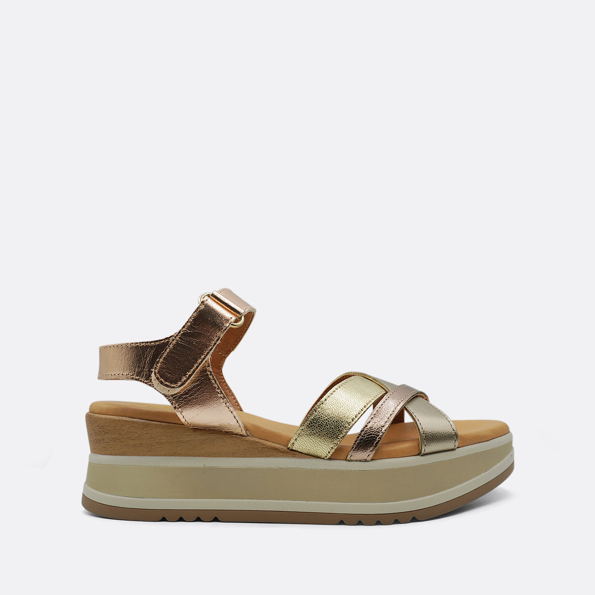 Descanflex Luisa Fumo Metallic Wedge Heel