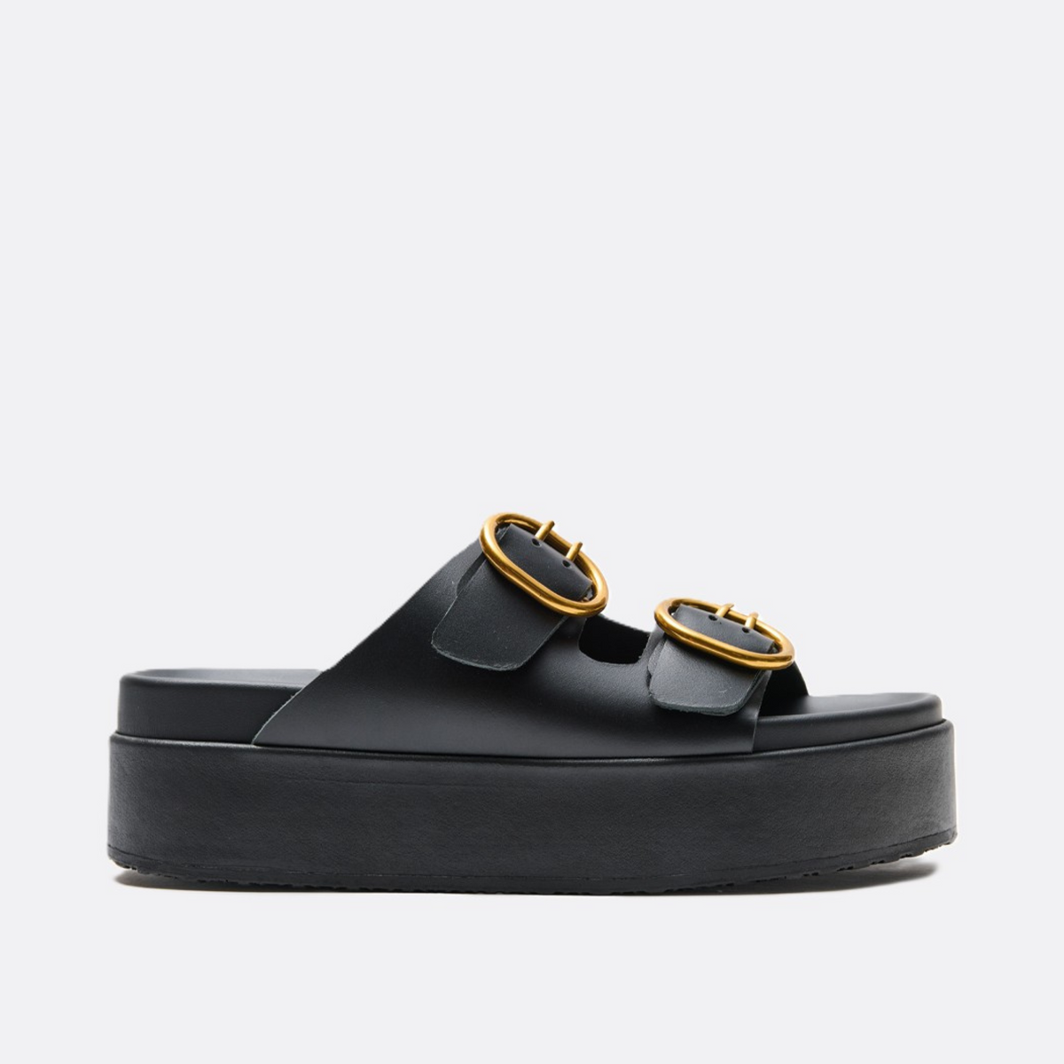 Ateneo Aphrodite Leather Platform Black Slide