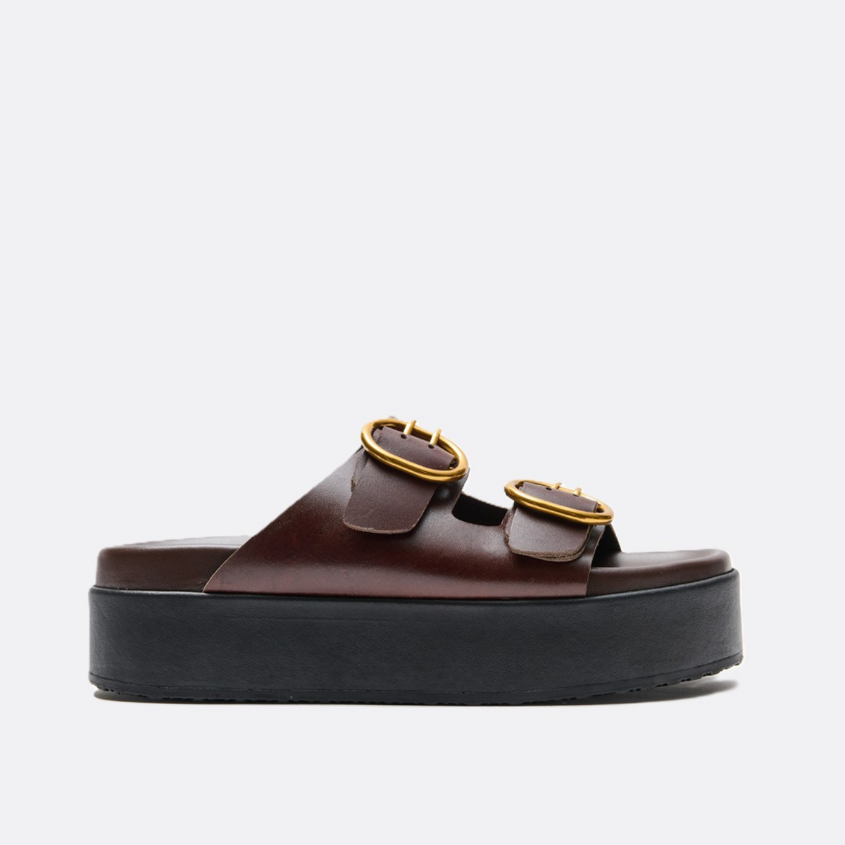 Ateneo Aphrodite Leather Platform Brown Slide