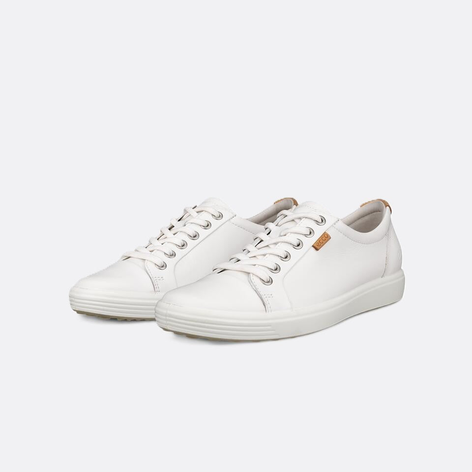 Ecco Women's Soft White Leather Sneaker - Main Image