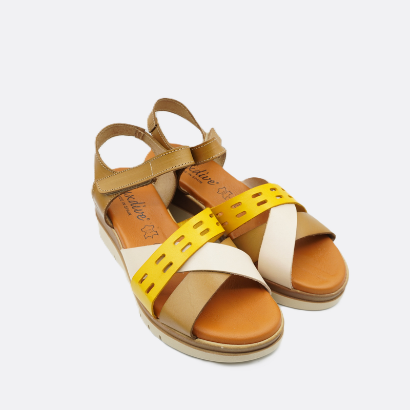 Luxdive Agrigento Termul Yellow Leather Wedge Sandal - Premium Footwear Port Douglas