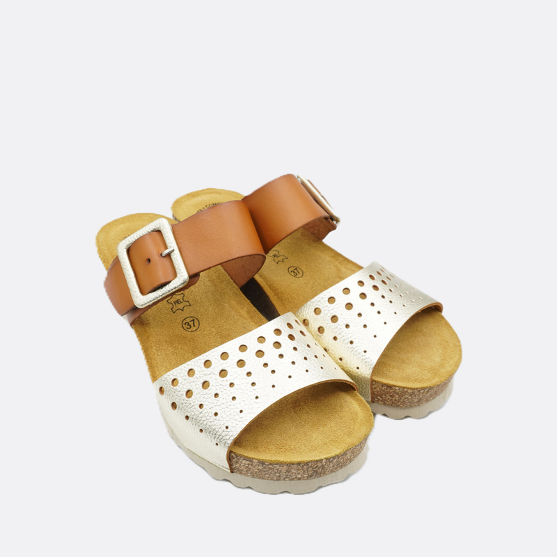 Luxdive Messina Cuopla Camel Gold Wedge Slide - Premium Footwear Port Douglas