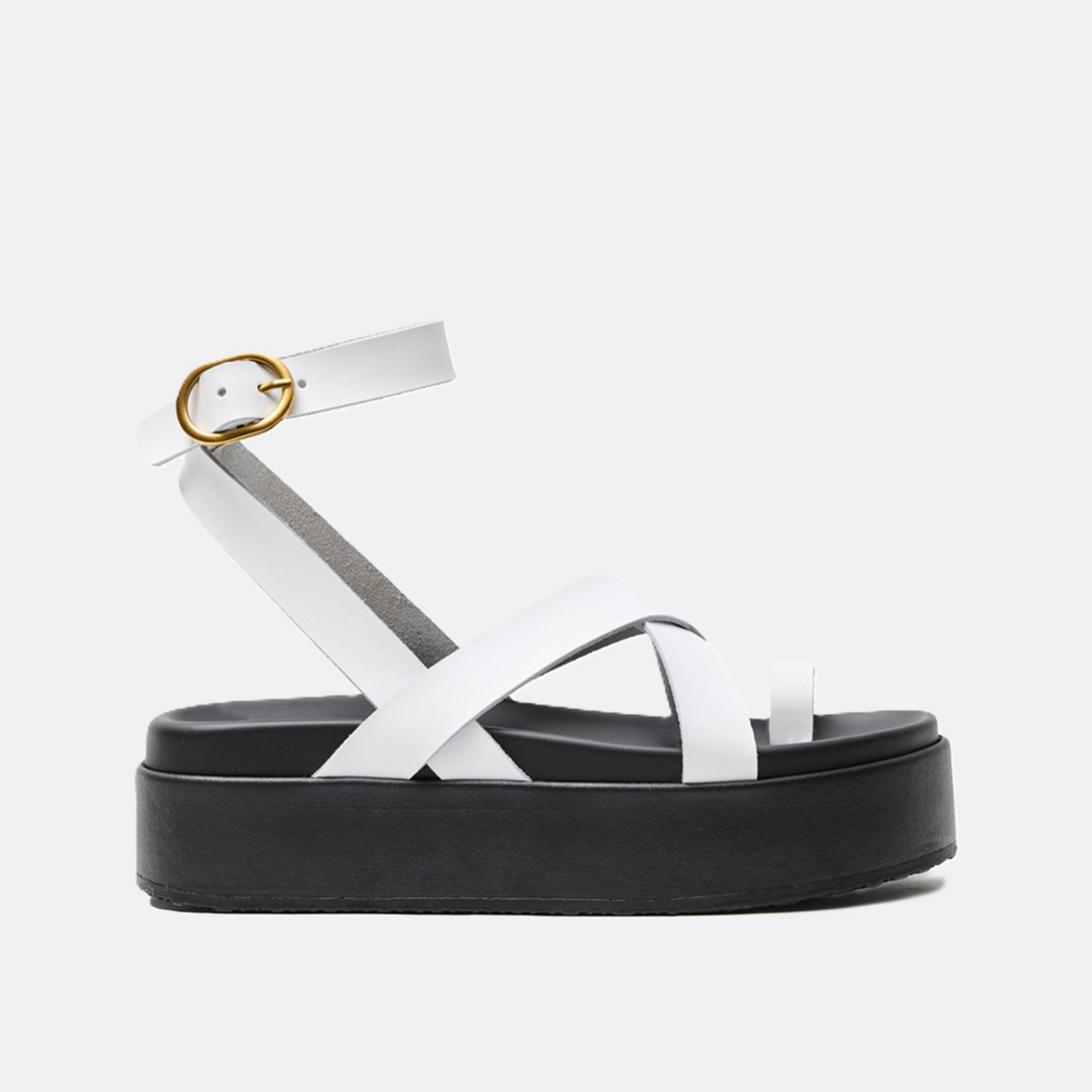 Ateneo Athena Leather White Platform Sandal
