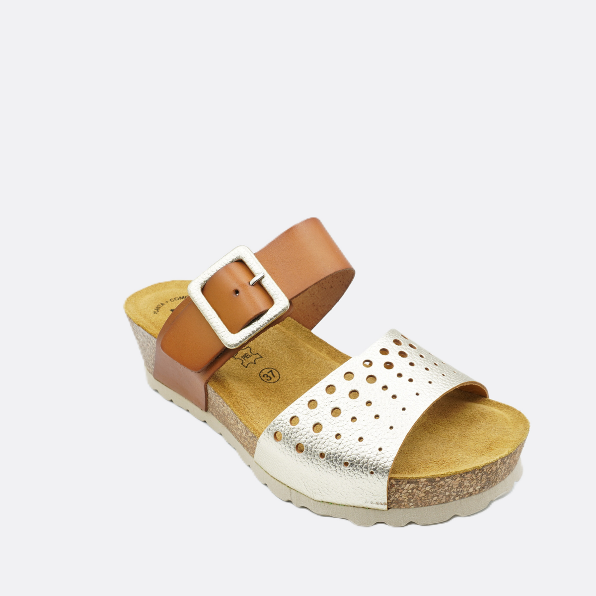 Luxdive Messina Cuopla Camel Gold Wedge Slide - Premium Footwear Port Douglas