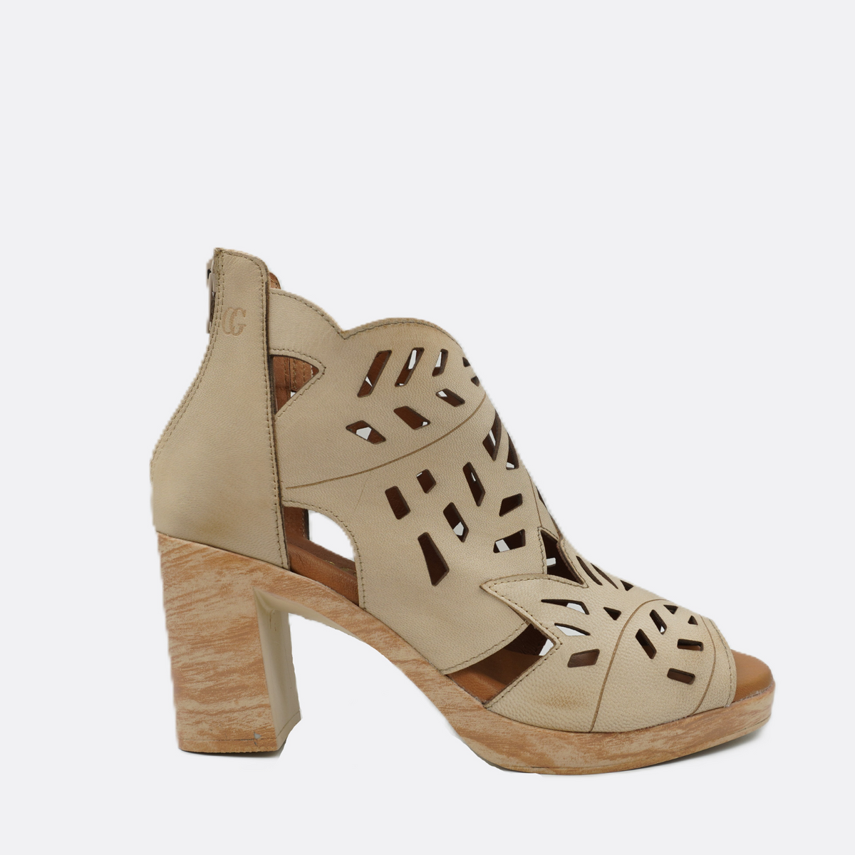 Cayetano Gimenez Cabra Natur Leather Crema Beige Heel