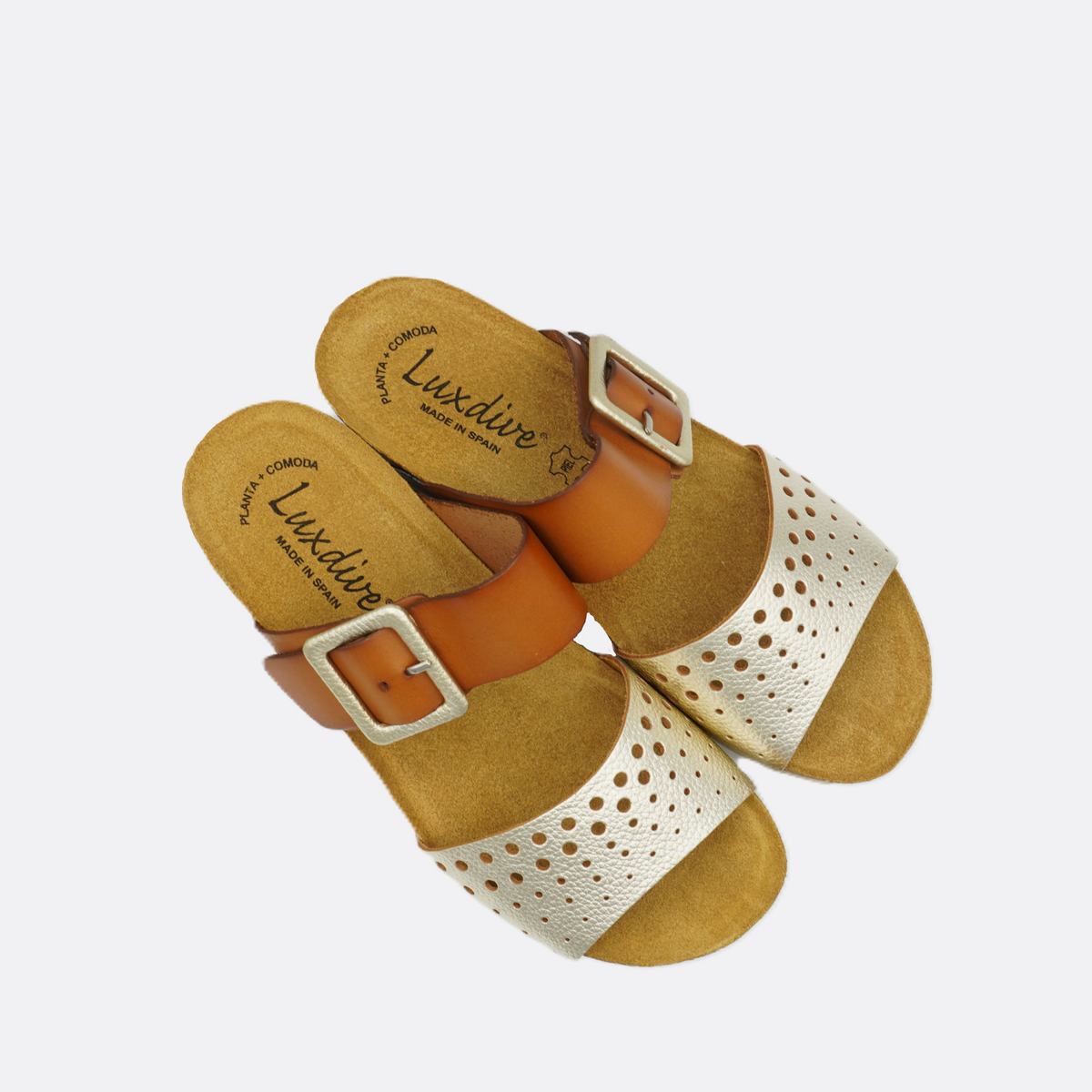 Luxdive Messina Cuopla Camel Gold Wedge Slide - Premium Footwear Port Douglas