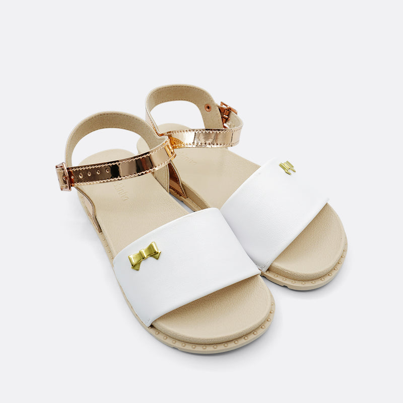 Molekinha Kimberley White Rose Gold Kids Sandal