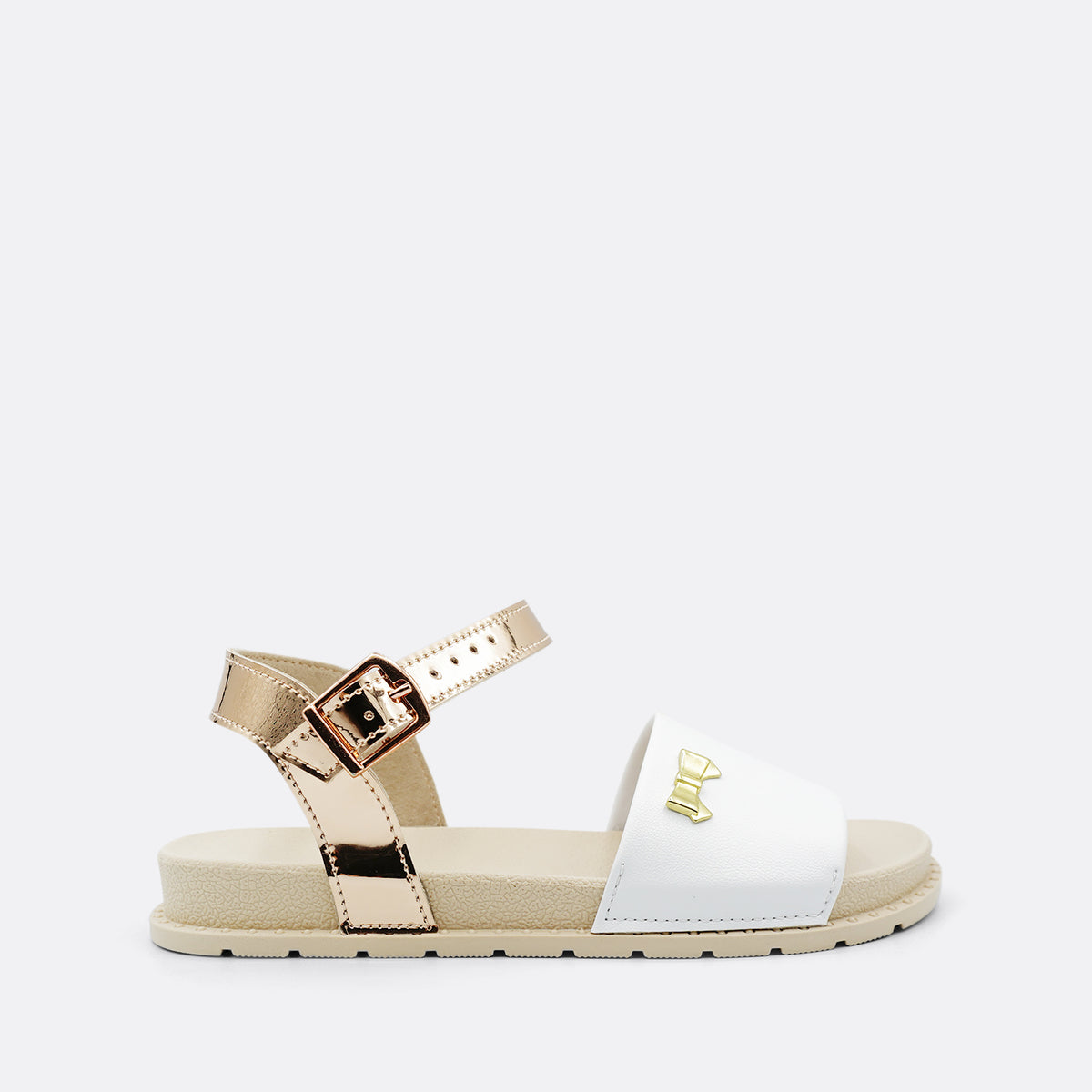 Molekinha Kimberley White Rose Gold Kids Sandal