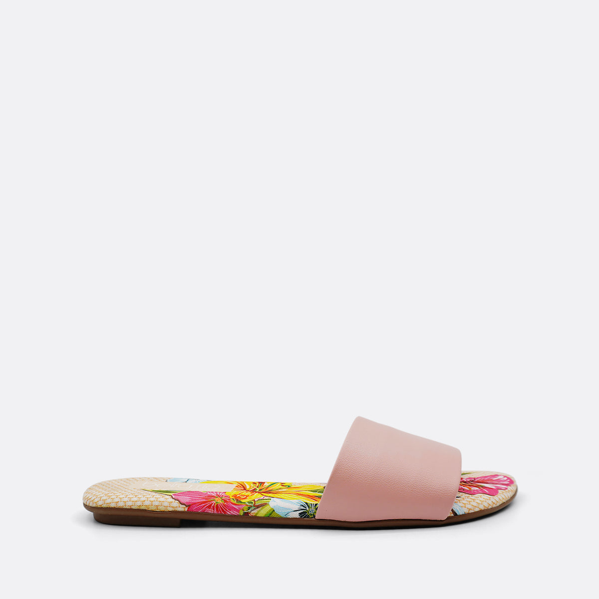 Beira Rio Tecido Floral Single Strap Rose Slide