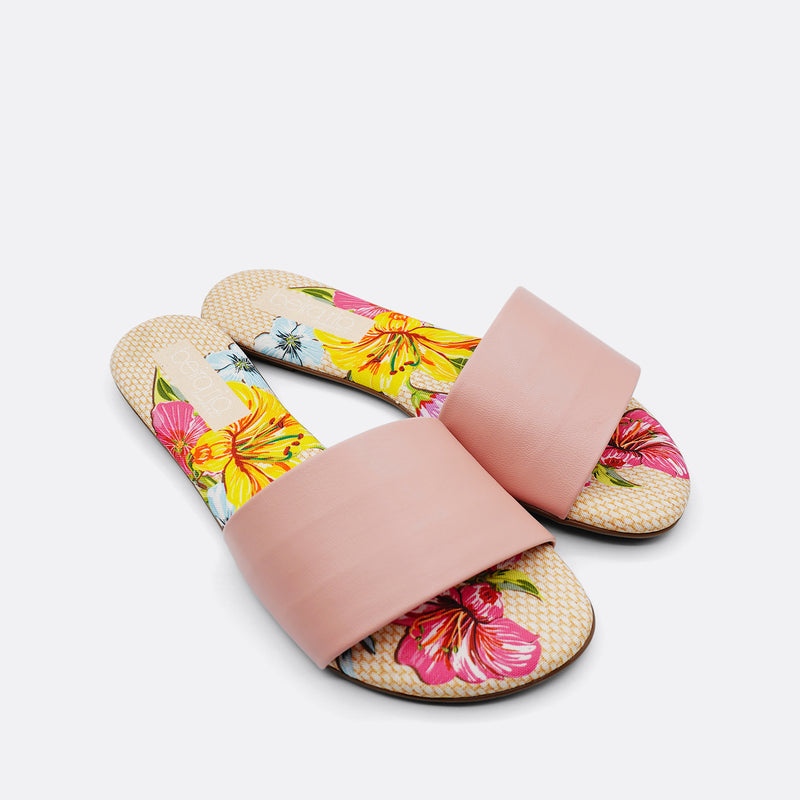 Beira Rio Tecido Floral Single Strap Rose Slide