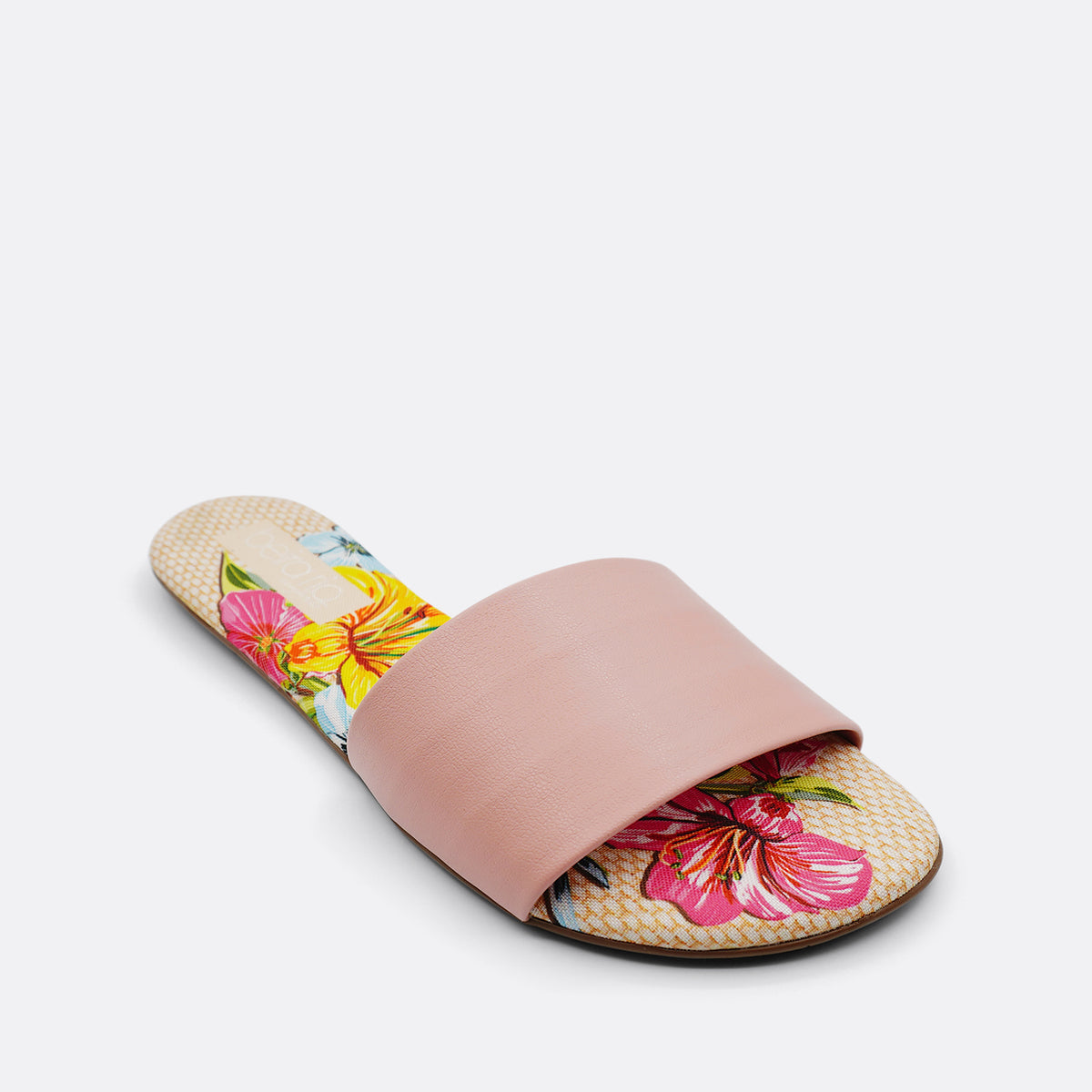 Beira Rio Tecido Floral Single Strap Rose Slide